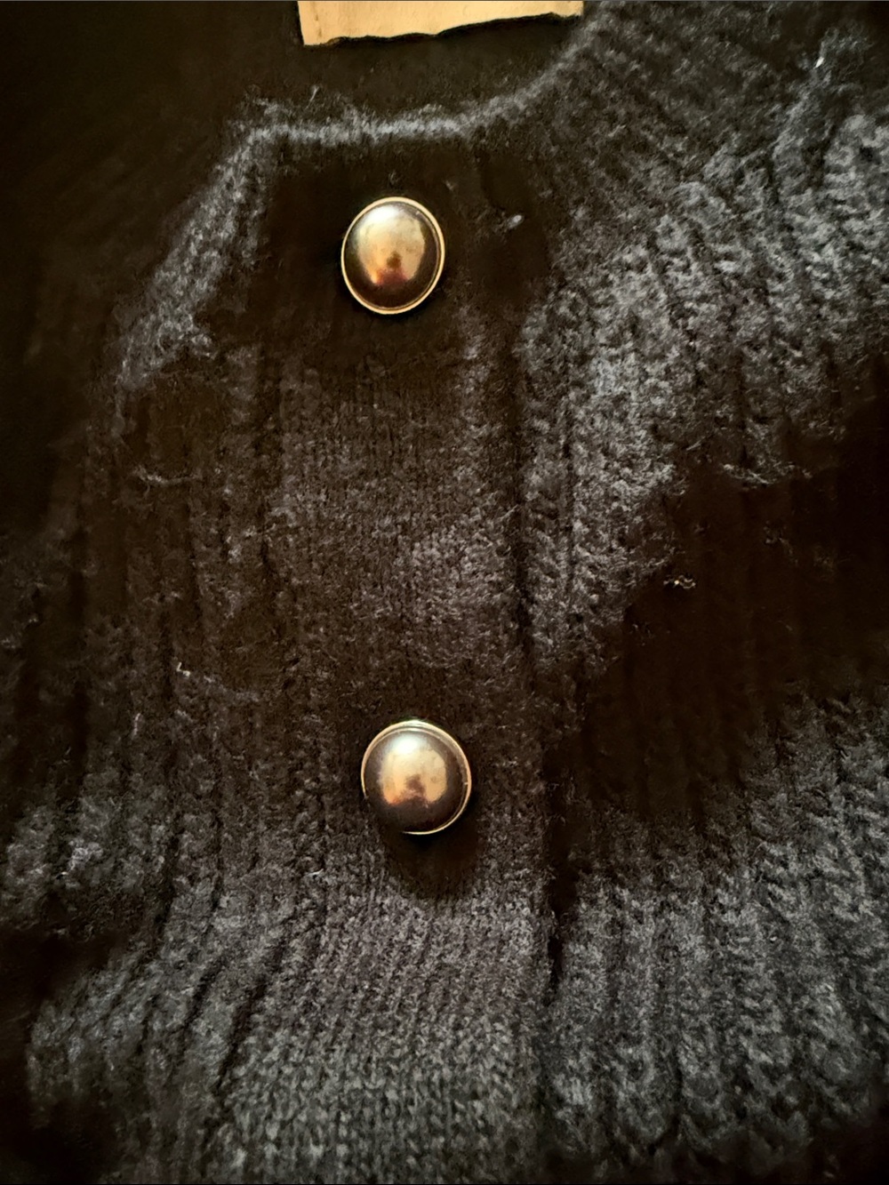 Abercrombie & Fitch Black Ribbed Button-Front Cardigan - Picture 7 of 8